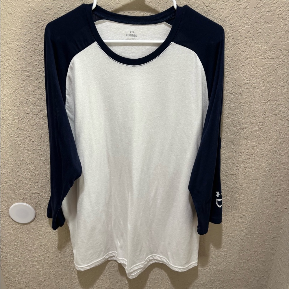 Under Armour Navy and White Raglan Shirt